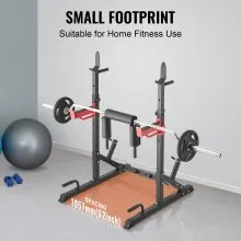 VEVOR Soporte para sentadillas Power Rack, soporte multifuncional para barra con gancho, accesorio para almacenar placas de pesas, soportes ajustables para press de banca libre, carga máxima de 600 libras, soporte para sentadillas de acero para gimnasio/gimnasio en casa