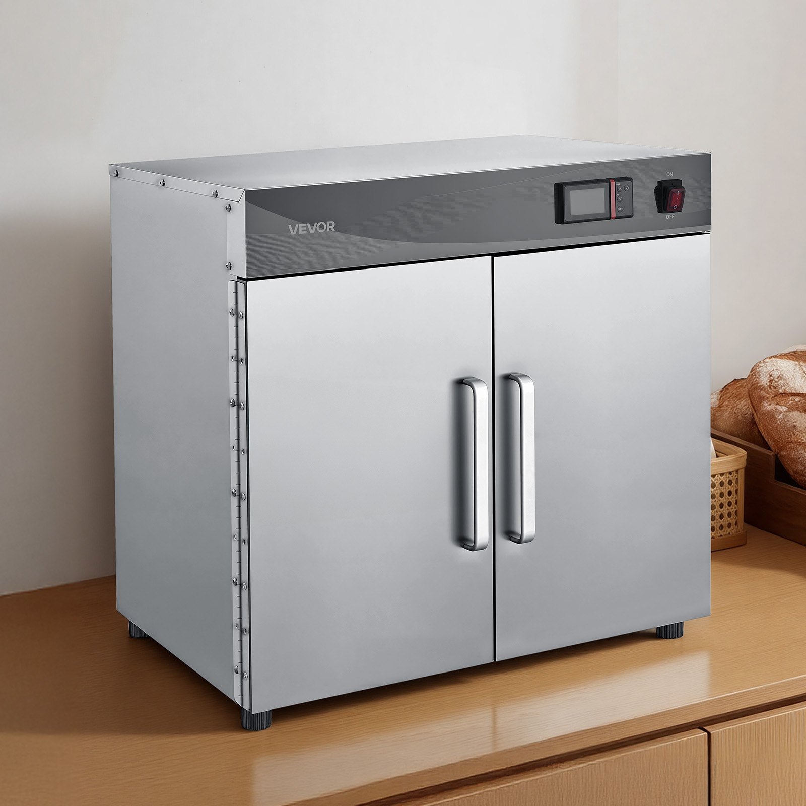 VEVOR Electric Hot Box Food Warmer, 4-Tier Commercial Warming Cabinet with Water Tray, Double-Door and Adjustable Shelves, Stainless Steel Food Warmer Cabinet, for Restaurant, Kitchen, Pizza, Chicken