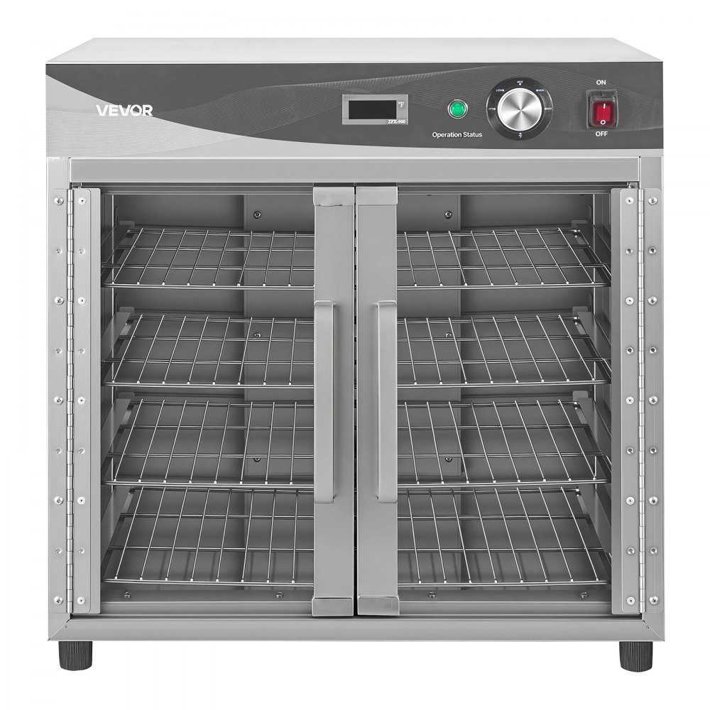 VEVOR Electric Hot Box Food Warmer, 4-Tier Commercial Warming Cabinet with Water Tray, Glass Door and Adjustable Shelves, Stainless Steel Food Warmer Cabinet, for Restaurant, Kitchen, Pizza, Chicken