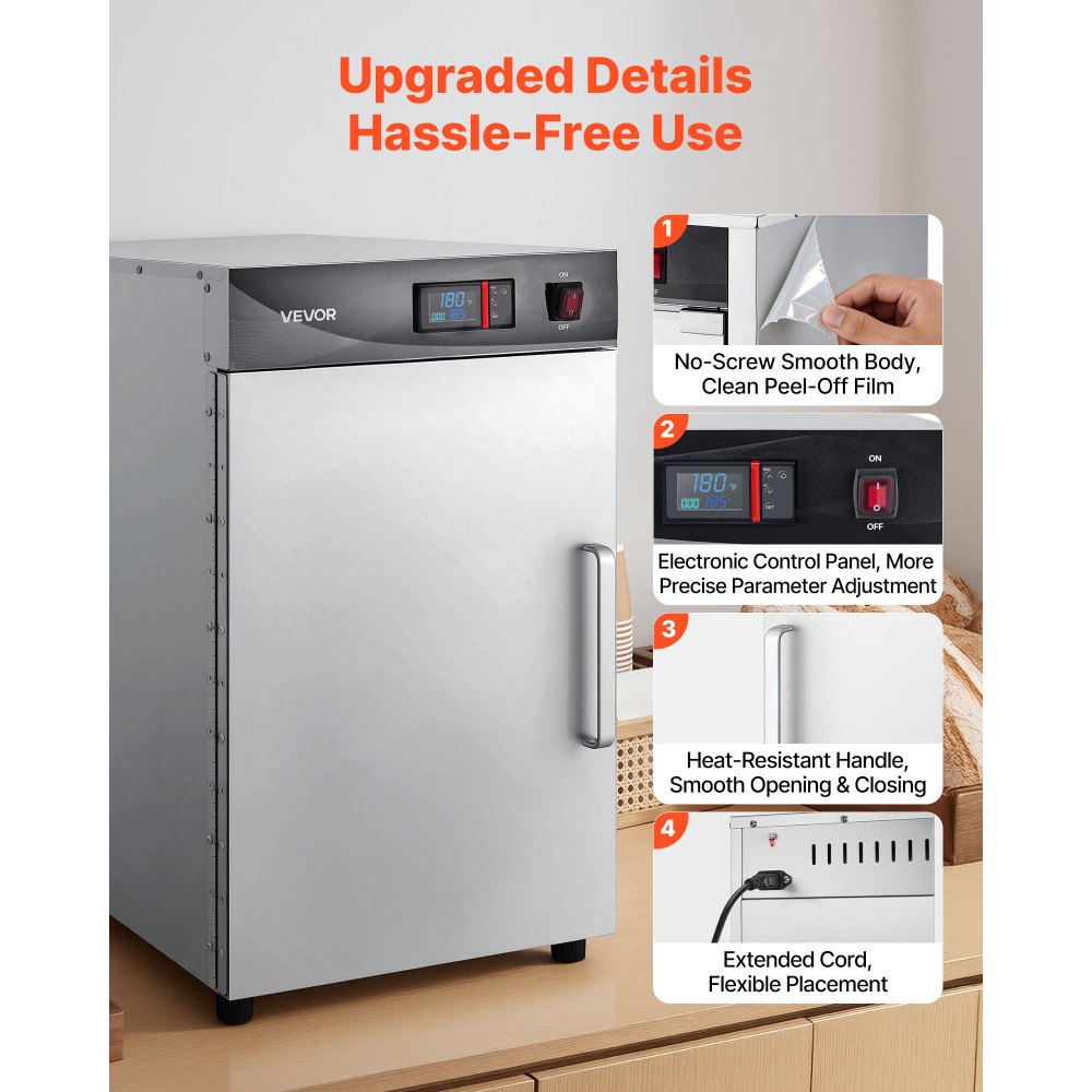 VEVOR Electric Hot Box Food Warmer, 5-Tier Commercial Warming Cabinet with Water Tray, Single-Door and Adjustable Shelves, Stainless Steel Food Warmer Cabinet, for Restaurant, Kitchen, Pizza, Chicken