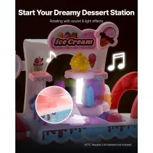 VEVOR Ice Cream Cart for Kids Pretend Play Ice Cream Shop for Kids Aged 3+ Pink