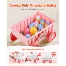 VEVOR Ice Cream Cart for Kids Pretend Play Ice Cream Shop for Kids Aged 3+ Pink