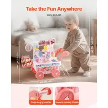 VEVOR Ice Cream Cart for Kids Pretend Play Ice Cream Shop for Kids Aged 3+ Pink
