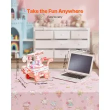 VEVOR Ice Cream Cart for Kids Pretend Play Ice Cream Shop for Kids Aged 3+ Pink