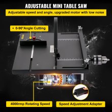 VEVOR Mini Table Saw, 200W Hobby Table Saw for Woodworking, 0-90 Angle Cutting Portable DIY Saw, 4000RMP Multifunctional Table Saws, 1.57in Cutting Depth with Black Apron (Cutting/Polishing Set)