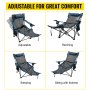 Blue Reclining Folding Camp Chair with Footrest Mesh Lounge Chaise