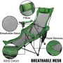 Green Reclining Folding Camp Chair with Footrest Mesh LoungeChaise
