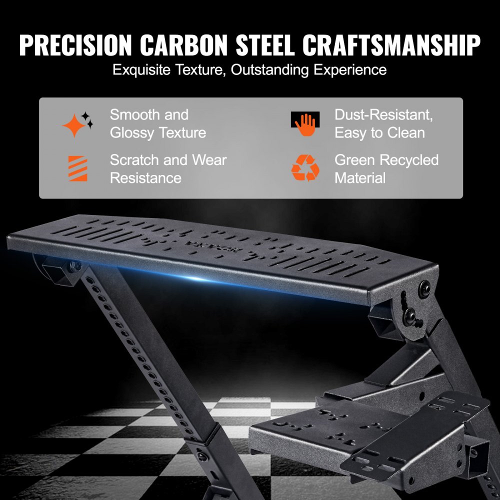 VEVOR Foldable Racing Steering Wheel Stand, Height Adjustable Universal Base Compatible with Logitech & Thrustmaster Racing Wheel and Pedal, Movable Wheels Heavy-duty Frame Standard GT/Formula Seating