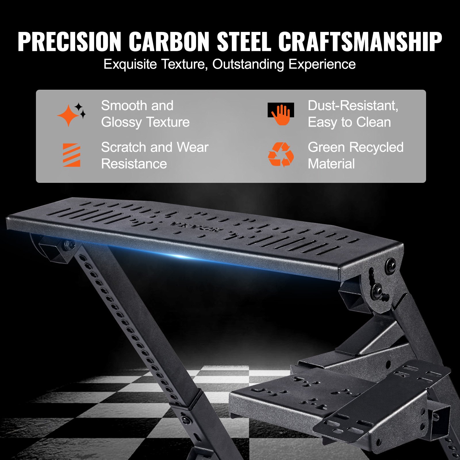 VEVOR Foldable Racing Steering Wheel Stand, Height Adjustable Universal Base Compatible with Logitech & Thrustmaster Racing Wheel and Pedal, Movable Wheels Heavy-duty Frame Standard GT/Formula Seating