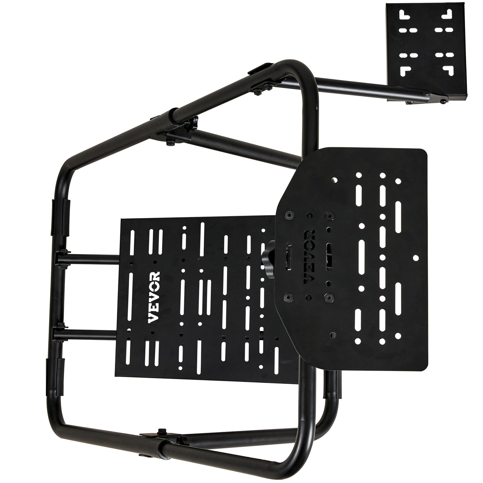 Suporte de volante de corrida dobrável VEVOR, base universal ajustável em altura compatível com volante e pedal de corrida Logitech e Thrustmaster, estrutura resistente, assento padrão GT/Fórmula portátil