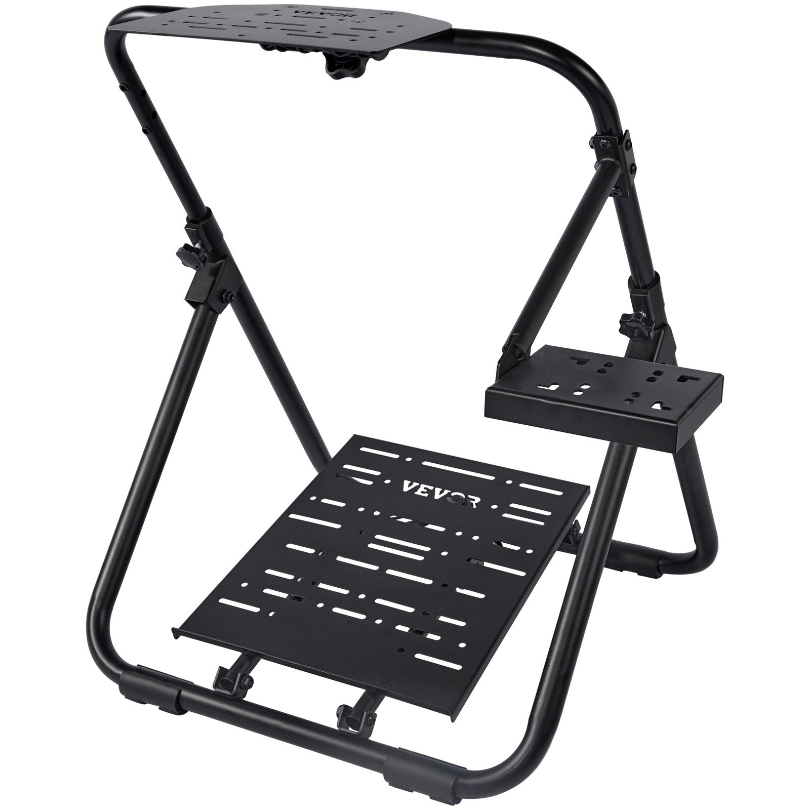 Suporte de volante de corrida dobrável VEVOR, base universal ajustável em altura compatível com volante e pedal de corrida Logitech e Thrustmaster, estrutura resistente, assento padrão GT/Fórmula portátil
