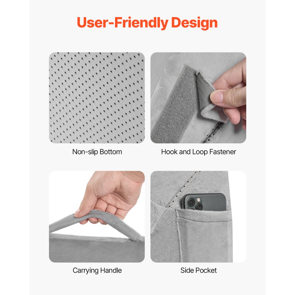 VEVOR Bed Wedge Pillow for Sleeping, Adjustable Orthopedic Bed Wedge, 25D High-Density Foam Filling & Soft Washable Cover, Post Surgery Pillow for Acid Reflux, Back Pain, Snoring Relief, Light Grey