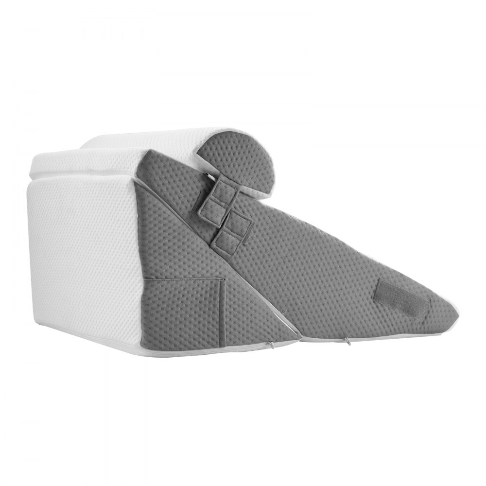VEVOR Bed Wedge Pillow for Sleeping, 3 Pcs Adjustable Orthopedic Bed Wedge Set, with Jacquard Washable Cover & Foam Support, Post Surgery Pillow for Acid Reflux Back Pain Snoring Relief, White/Grey