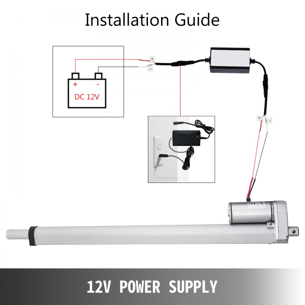 16" Stroke Linear Actuator DC12V Electric Motor 900N Auto Heavy Duty Industry