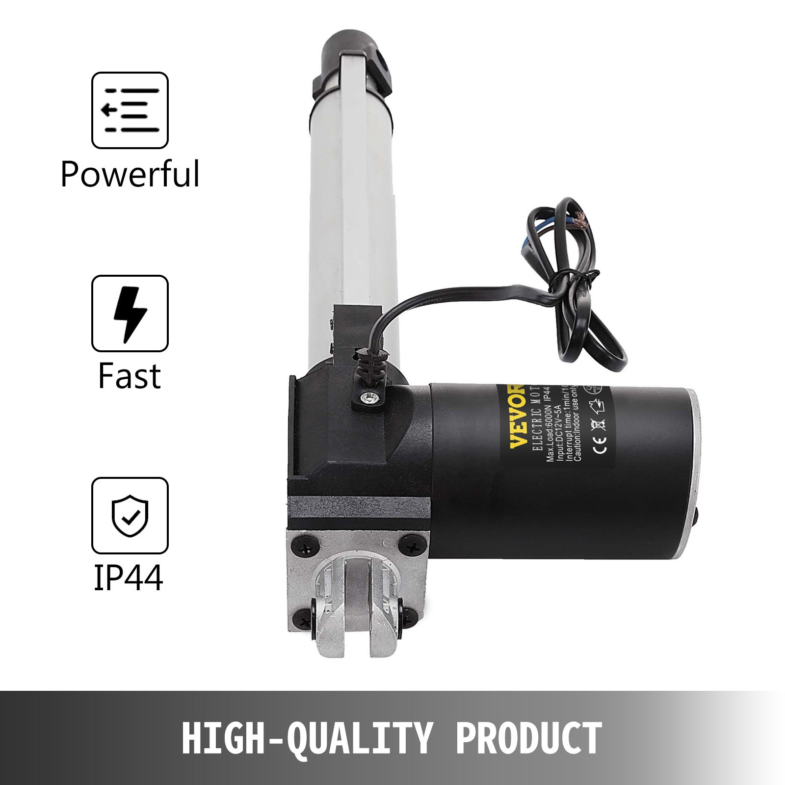VEVOR 6 Inch Stroke Electric Actuators DC 12V with Mounting Bracket Heavy Duty 6000N/1320LB Actuators for Recliner TV Table Lift Massage Bed Electric Sofa