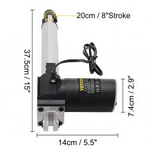8" Stroke Linear Actuator DC 12V Electric Motor 6000N Recliner Water-proof