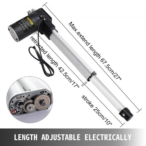 VEVOR 12V DC 250mm Stroke Linear Actuator Mounting Bracket Heavy Duty 6000N 5mm/s Electric Lift Motor  for Recliner TV Table Lift Massage Bed Sofa Electric Linear Actuator