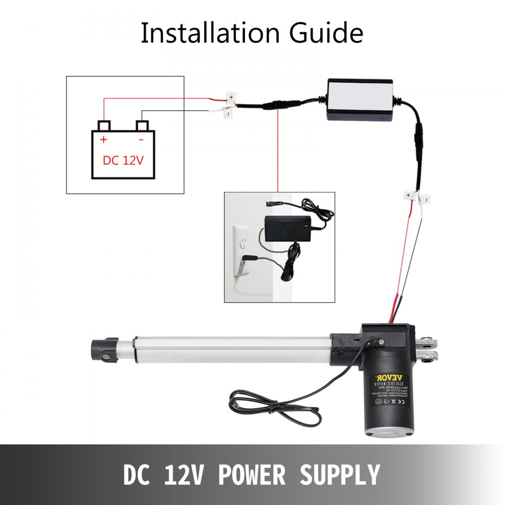 VEVOR 10 Inch Stroke Electric Actuators DC 12V with Mounting Bracket Heavy Duty 6000N/1320LB Actuators for Recliner TV Table Lift Massage Bed Electric Sofa