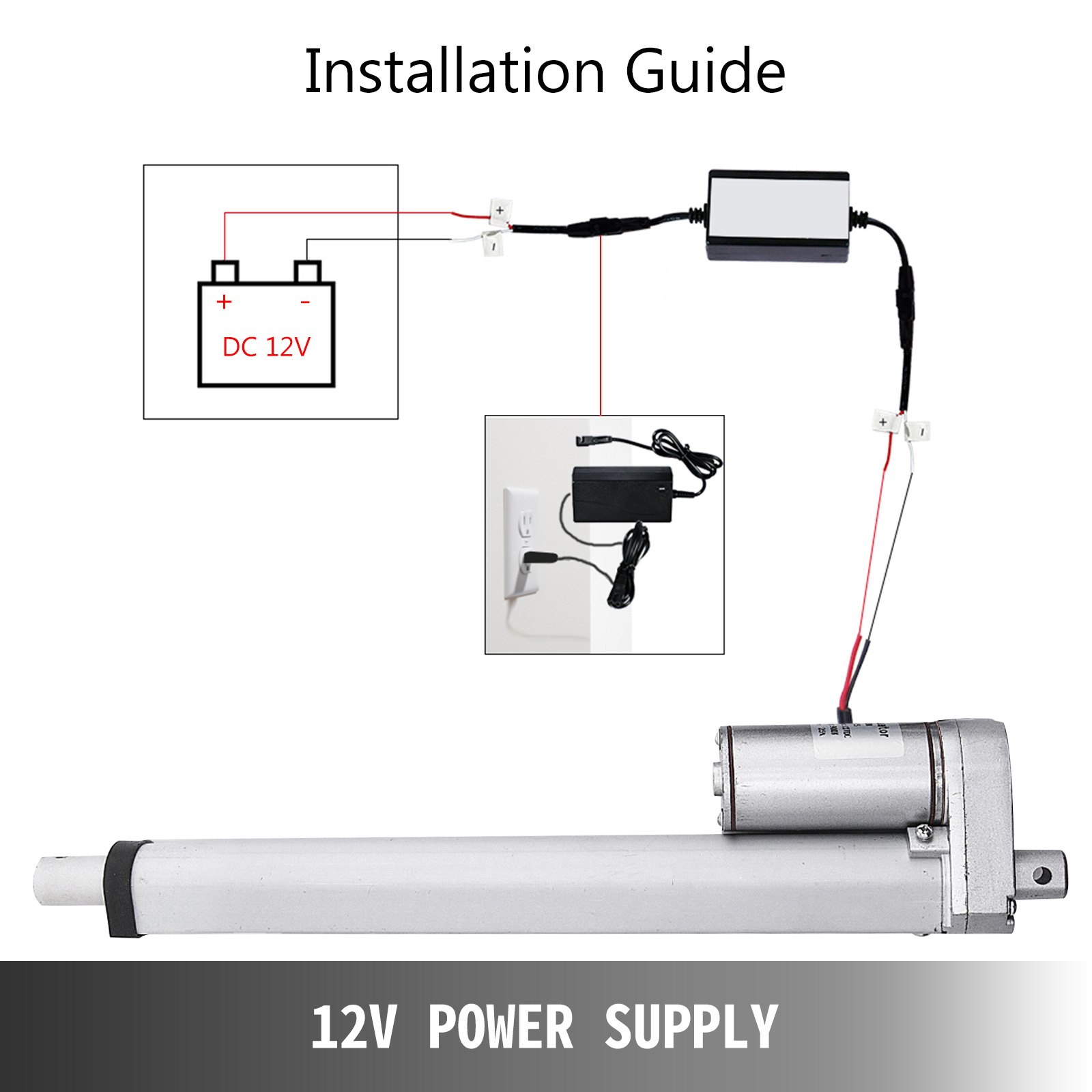 VEVOR 200mm Stroke Linear Actuator DC12V Electric Motor 900N Car Medical Door