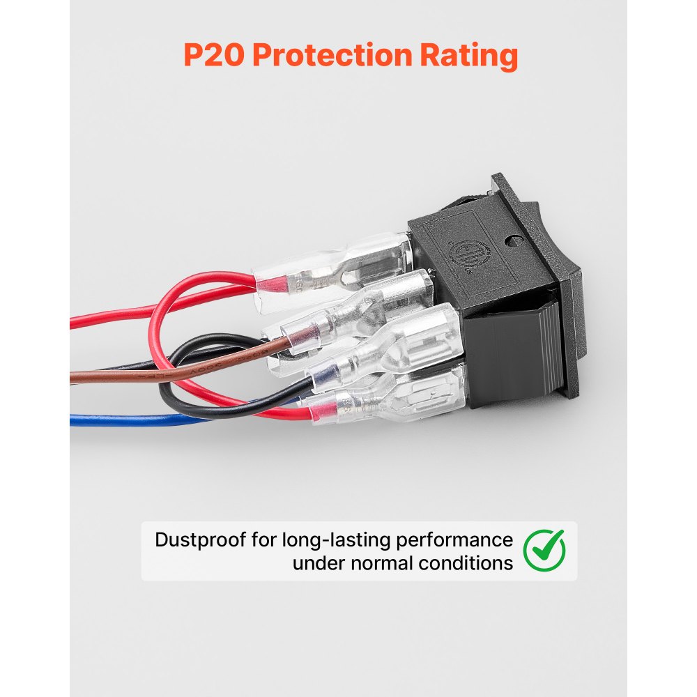 VEVOR Rocker Switch, 6 Pin Momentary DPDT Rocker Switch, 3-Position (ON)-Off-(ON) Polarity Reversing Switch AC 250V/16A 125V/ 20A for Auto Car Boat Household Appliances