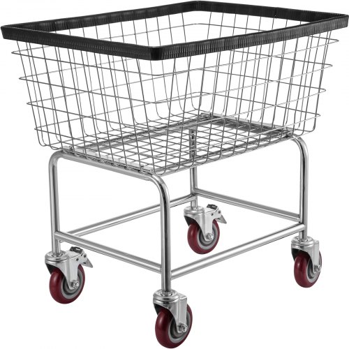 VEVOR Wire Laundry Cart 2.2 Bushel, Wire Laundry Basket With Wheels 20''x15.7''x26'', Commercial Wire Laundry Basket Cart, Galvanized Steel Frame with 5'' Casters, Wire Basket Cart for Laundry