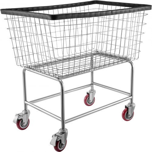 VEVOR Wire Laundry Cart, 4.5 Bushel Wire Laundry Basket with Wheels, 35''x15.7''x22'' Commercial Wire Laundry Basket Cart, Steel Frame with Chrome Finish, 5'' Casters, Wire Basket Cart for Laundry