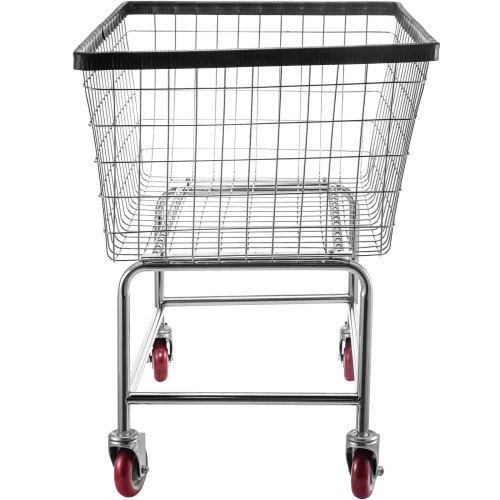 VEVOR Wire Laundry Cart, 4.5 Bushel Wire Laundry Basket with Wheels, 35''x15.7''x22'' Commercial Wire Laundry Basket Cart, Steel Frame with Chrome Finish, 5'' Casters, Wire Basket Cart for Laundry