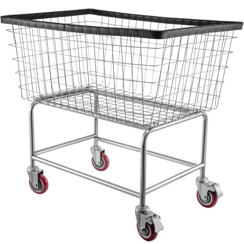 VEVOR Wire Laundry Cart, 4.5 Bushel Wire Laundry Basket with Wheels, 35''x15.7''x22'' Commercial Wire Laundry Basket Cart, Steel Frame with Chrome Finish, 5'' Casters, Wire Basket Cart for Laundry