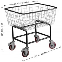 VEVOR Wire Laundry Cart Wire Laundry Basket 4.5 Bushel Heavy Duty w/ 5'' Wheels