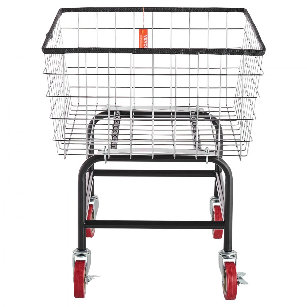 VEVOR Wire Laundry Cart, 2.8Bushel Wire Laundry Basket with Wheels, 26.7''x21.7''x26.4'' Commercial Wire Laundry Basket Cart, Steel Frame with Chrome Finish, 4" Casters, Wire Basket Cart for Laundry