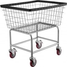 VEVOR Wire Laundry Cart, 2.5 Bushel Wire Laundry Basket with Wheels, 21''x27''x27.5'' Commercial Wire Laundry Basket Cart, Steel Frame with Chrome Finish, 4inch Casters, Wire Basket Cart For Laundry