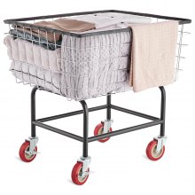 VEVOR Wire Laundry Cart, 2.8Bushel Wire Laundry Basket with Wheels, 26.7''x21.7''x26.4'' Commercial Wire Laundry Basket Cart, Steel Frame with Chrome Finish, 4" Casters, Wire Basket Cart for Laundry