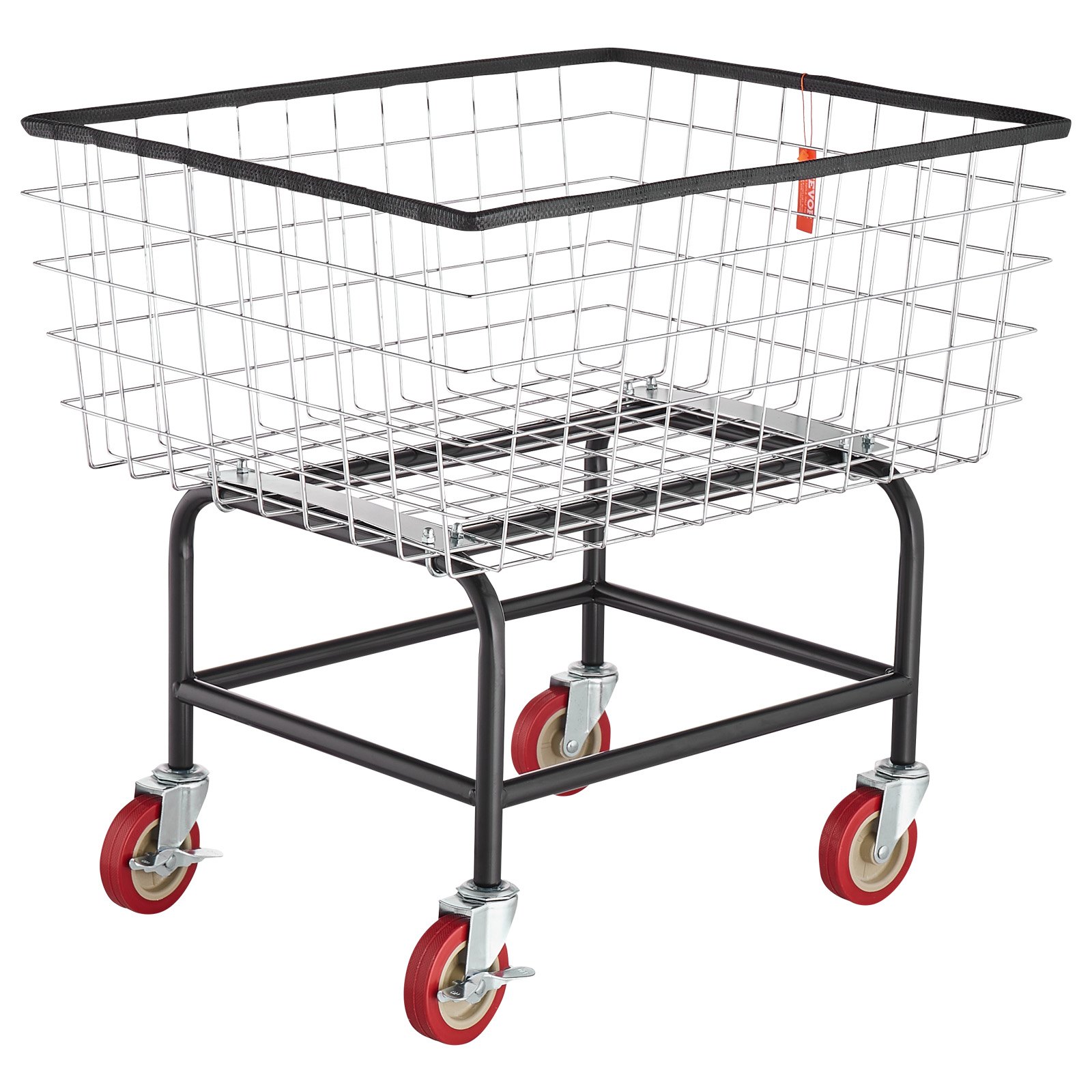 VEVOR Wire Laundry Cart, 2.8Bushel Wire Laundry Basket with Wheels, 26.7''x21.7''x26.4'' Commercial Wire Laundry Basket Cart, Steel Frame with Chrome Finish, 4" Casters, Wire Basket Cart for Laundry