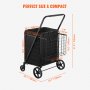 VEVOR Folding Shopping Cart Rolling Grocery Cart with Double Baskets 330 LBS