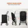 VEVOR Folding Shopping Cart with Removable Waterproof Liner, 149.7kg Large Capacity Jumbo Grocery Cart with Dual Basket, 360° Swivel Wheels, Dense Metal Mesh Base, Heavy Duty Utility Cart for Shopping