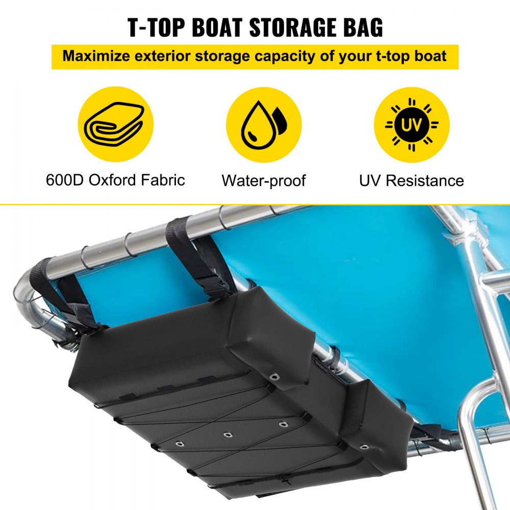 VEVOR T-Top Storage Bag, for 4 Type II Life Jackets, w/ a Boat Trash Bag,  600D Oxford?Fabric Life Vests Storage Bag for Most T-Top Boats, Bimini Tops