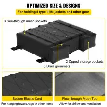 VEVOR T-Top Storage Bag, for 4 Type II Life Jackets, w/ a Boat Trash Bag, 600D Oxford Fabric Life Vests Storage Bag for Most T-Top Boats, Bimini Tops and Pontoon Tops (Life Jackets not Included)