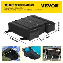 VEVOR T-Top Storage Bag, for 4 Type II Life Jackets, w/ a Boat Trash Bag, 600D Oxford Fabric Life Vests Storage Bag for Most T-Top Boats, Bimini Tops and Pontoon Tops (Life Jackets not Included)