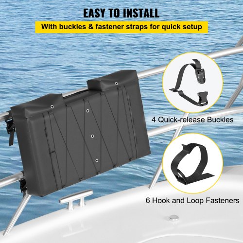 VEVOR T-Top Storage Bag, for 6 Type II Life Jackets, w/ a Boat Trash Bag, 600D Oxford Fabric Life Vests Storage Bag for Most T-Top Boats, Bimini Tops and Pontoon Tops (Life Jackets not Included)