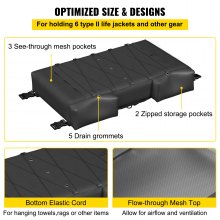 VEVOR T-Top Storage Bag, for 6 Type II Life Jackets, w/ a Boat Trash Bag, 600D Oxford?Fabric Life Vests Storage Bag for Most T-Top Boats, Bimini Tops and Pontoon Tops (Life Jackets not Included)