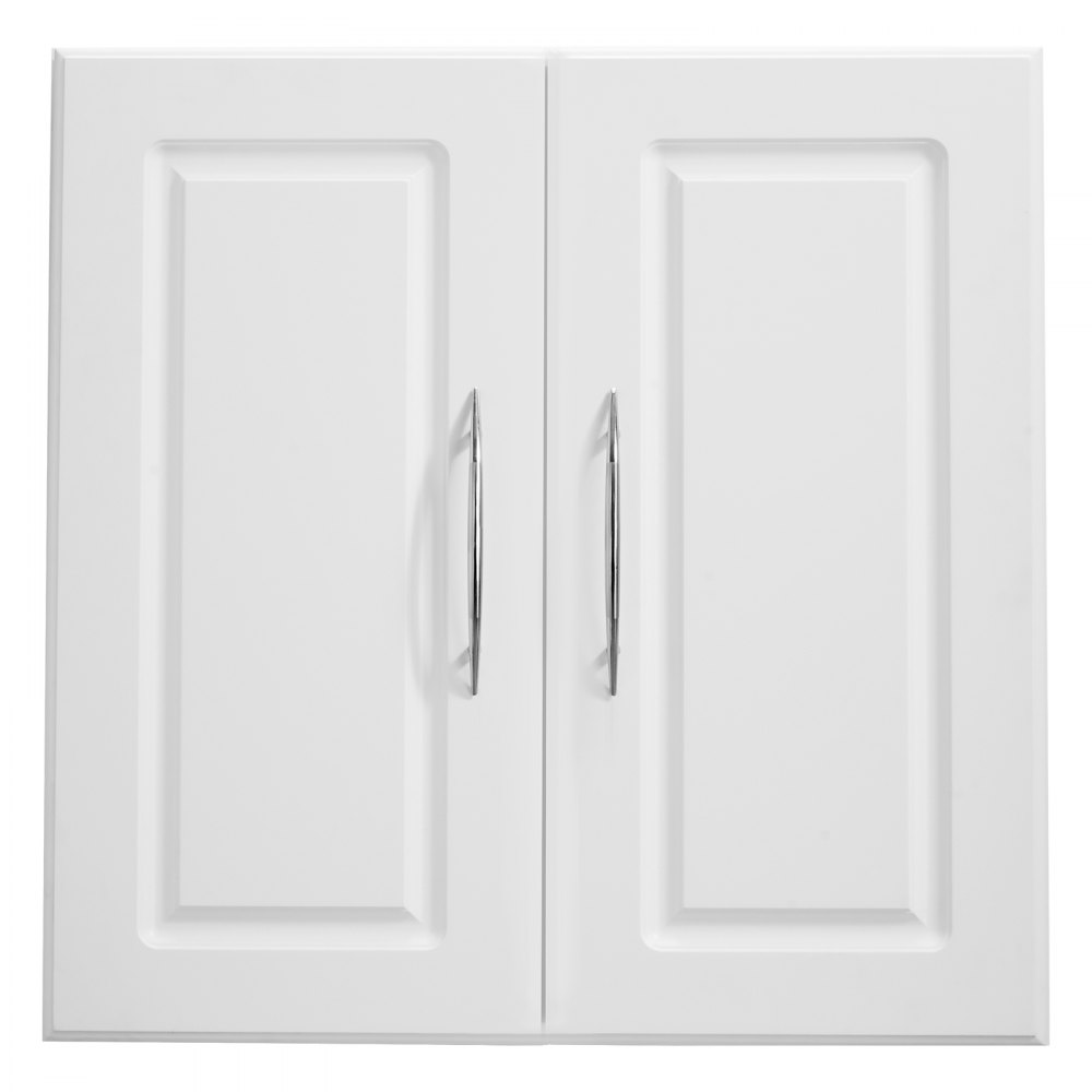 VEVOR Laundry Room Wall Cabinet, 2-Tier Wall Mounted Hanging Cabinet with 2 Doors, Cupboard Organizer with Adjustable Shelf, for Bathroom, Kitchen, Garage, Laundry, 30 x 60 x 60 cm (D x W x H), White