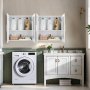 VEVOR Laundry Room Wall Cabinet, 2-Tier Wall Mounted Cabinet with 4 Doors, Cupboard Organizer with Adjustable Shelf, for Kitchen, Garage, Laundry, Set of 2, Each 12 x 24 x 24 in (D x W x H), White