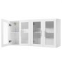 VEVOR Laundry Room Wall Cabinet, 2-Tier Wall Mounted Cabinet with 4 Doors, Cupboard Organizer with Adjustable Shelf, for Kitchen, Garage, Laundry, Set of 2, Each 12 x 24 x 24 in (D x W x H), White