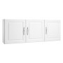 VEVOR Armario de pared para lavandería, armario colgante de 2 niveles con 3 puertas, organizador de armario con estante ajustable, para cocina, garaje, lavandería, 32 x 137 x 52 cm (profundidad x ancho x alto), blanco
