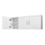 VEVOR Armario de pared para lavandería, armario colgante de 2 niveles con 3 puertas, organizador de armario con estante ajustable, para cocina, garaje, lavandería, 32 x 137 x 52 cm (profundidad x ancho x alto), blanco