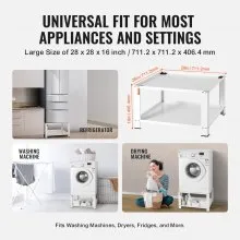 VEVOR Laundry Pedestal with Storage Shelf, 711Lx711Wx406H mm, Washer And Dryer Base Stand Platform Universal Fit 299kg Capacity, Heavy Duty Steel Multi-Functional Base for Washing Machine