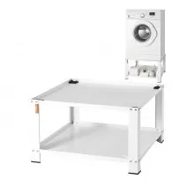 VEVOR Laundry Pedestal with Storage Shelf, 711Lx711Wx406H mm, Washer And Dryer Base Stand Platform Universal Fit 299kg Capacity, Heavy Duty Steel Multi-Functional Base for Washing Machine