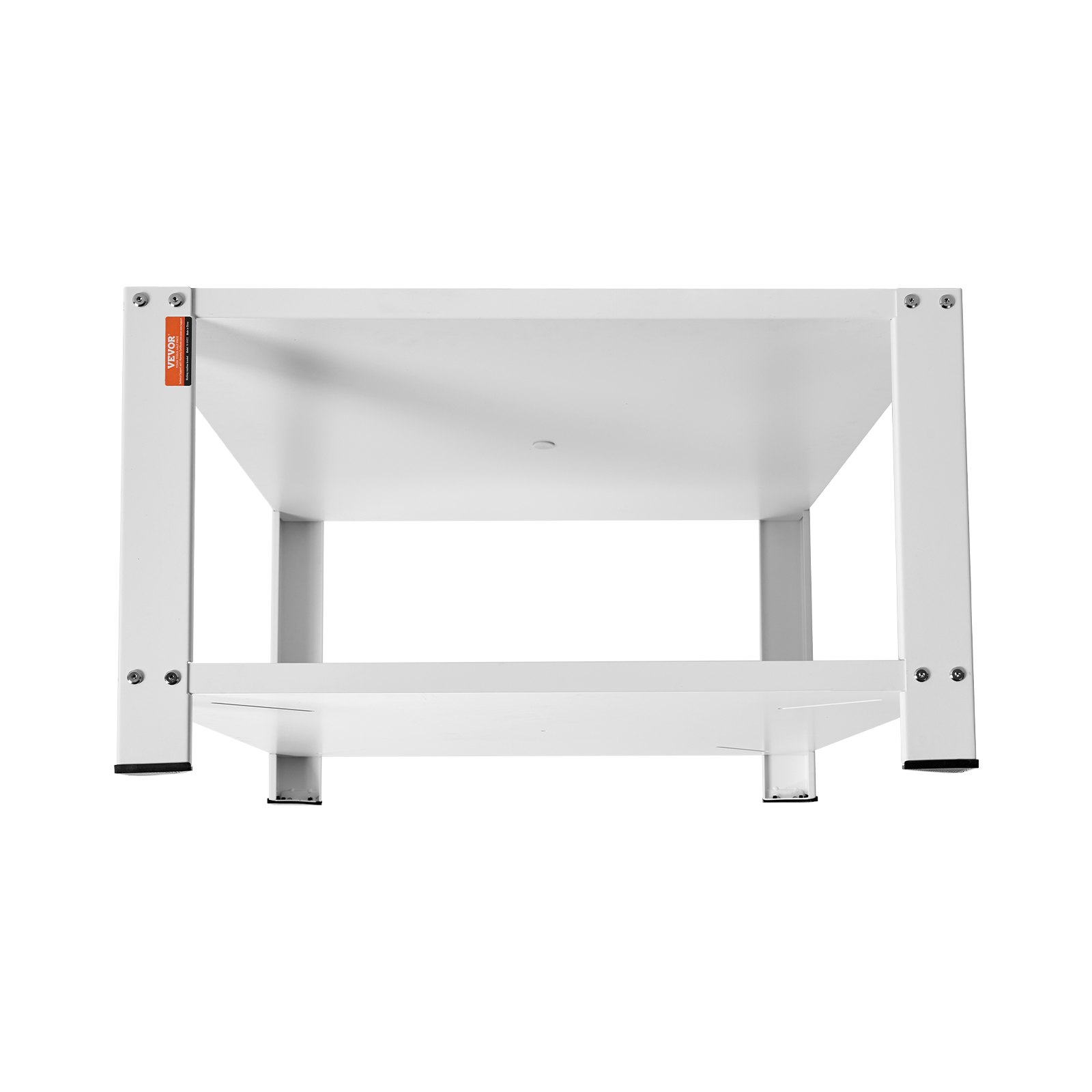 VEVOR laundry pedestal with sturdy metal frame, white finish, and adjustable legs for stability.