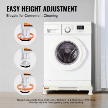 VEVOR Mini Fridge Stand Universal Laundry Pedestal, Adjustable with 4 Strong Feet, Washing Machine Base Multi-Functional for Washer And Dryer, 381-615mm Wide Expandable