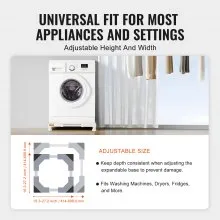 VEVOR Mini Fridge Stand Universal Laundry Pedestal, Adjustable Refrigerator Stand with 4 Strong Feet, Washing Machine Multi-Functional Base for Washer And Dryer, 414-691mm Wide Expandable